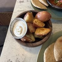 Potatos with shakshofu  at Redclay Cafe in Taghazout