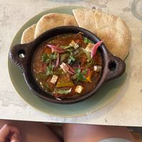 Shakshofu plate  at Redclay Cafe in Taghazout