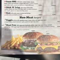 Menu for vegan burger  at RHO - Goody's Burger House - Departures in Rhodes
