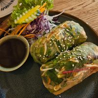 'Po Pia Sod': rice paper rolls with tamarind sauce (7.50€) - rather tasteless at Chaang Noi in Fulda