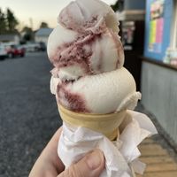 Very berry ice cream (soy base)  at Bonkey's Ice Cream and Snoballs in Ocean View