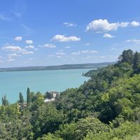 View from the restaurant   at Apátsági Rege Cukrászda in Tihany