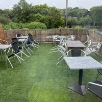 Outdoor seating upstairs   at Bow Bells in Donaghadee
