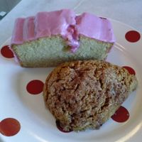 iced lemon cake and pumpkin scone at Erin McKenna's Bakery in Los Angeles