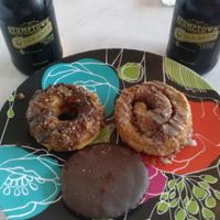 coffee crunch donut, cinnamon roll and thin mint cookie at Erin McKenna's Bakery in Los Angeles