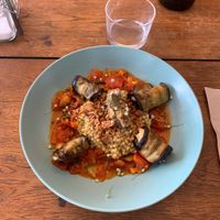 Canelones de berenjenas rellenos de ricotta casero, con trigo sarraceno  at Le Jardin in Biarritz