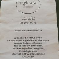 August menu at Le Jardin in Biarritz
