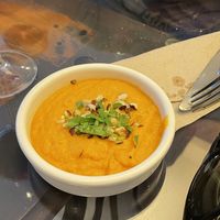 Carrot purée alongside the quinoa salad  at Le Jardin in Biarritz