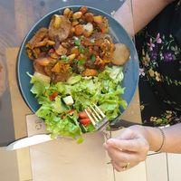 Tagine (potatoes, sweet potatos, raisins, carrots etc) 🥕🥔🍠 at Le Jardin in Biarritz