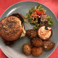 This is the vegan veggie burger  at Le Jardin in Biarritz