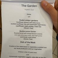 April 2025 menu, we got Mediterranean Garden and the weekly special.  at Le Jardin in Biarritz