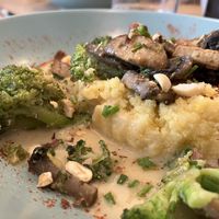 Polenta, brocoli, peanut sauce   at Le Jardin in Biarritz