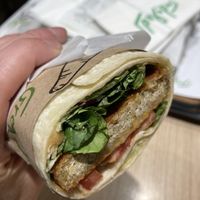 Vegan wrap with hummus and falafel  at ATH - Gregory's - Departures in Athens