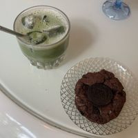 Iced matcha & Oreo brownie   at Vandal Cafe in Poznan