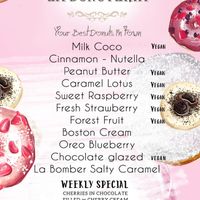 donut menu at La Donuteria in Liptovsky Mikulas