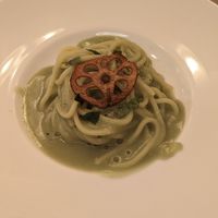 Pasta with broad bean sauce at momento - モメント in Tokyo