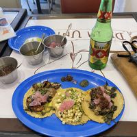 One of each vegan taco on the menu  at Taqueria De La Union in Merida