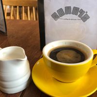 Coffee and warm oat milk   at Sonny's Coffee & Kitchen at Pop Recs in Sunderland