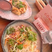 Tofu noodle salad and baked vegan dumplings  at Cowei in Berlin