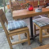 Nice chairs and a canopy to protect us from any rain.  at Cowei in Berlin