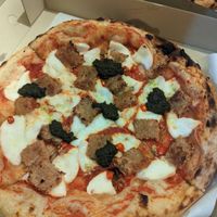 Vegan Ka prow Italian sausage Pizza at Vegano in Bangkok