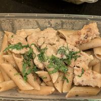 Vegan chicken and cream pasta at Vegano in Bangkok