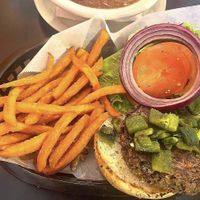 Vegan burger   at Cafe Brazil in Richardson