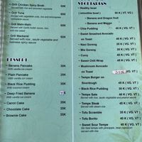 Part of the menu, the vegan section  at Cookies Coffee Shop and Foods in Lembongan
