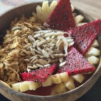 Dragon fruit smoothie bowl. Alright  at Cookies Coffee Shop and Foods in Lembongan