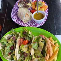 Breakfast burrito and I forgot  at Salud Super Food in Puerto Vallarta