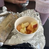 Breakfast wrap (came with fruit too)  at Salud Super Food in Puerto Vallarta