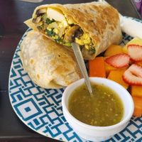 Breakfast wrap (a bit spicy 🌶️🌶️) at Salud Super Food in Puerto Vallarta