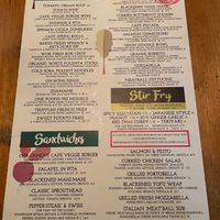 Menu at The Cafe in Key West