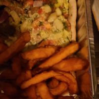 Falafel and undercooked Sweet Potato Fries  at The Cafe in Key West