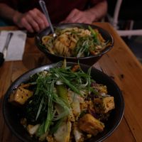 Red Thai Curry Stir Fry with Brown Rice at The Cafe in Key West