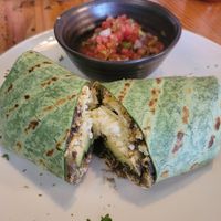 Breakfast wrap with tofu scramble and vegan cheese at The Cafe in Key West