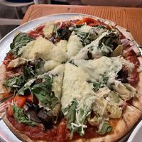 Veggie pizza with vegan cheese  at The Cafe in Key West