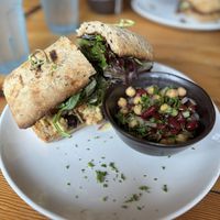 un’chickn salad sandwich + bean saladd  at The Cafe in Key West