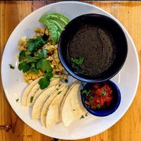 Vegan Huevos Rancheros (made with tofu scramble) at The Cafe in Key West