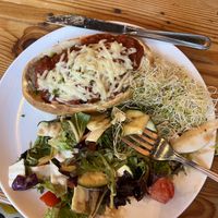 Meatball parm. Salad was so good!  at The Cafe in Key West