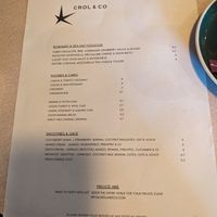 Menu side 1 at Crol & Co in South East London