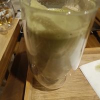 Matcha latte at Carob Hostel in Amman