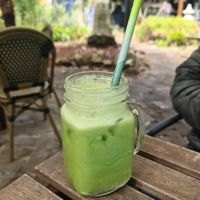 Green dream juice- celery, apple, pear, cucumber, lemon at Bamboo Buddha in Holgate