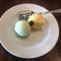 Pistachio and mango sorbet  at Sindhu Restaurant in Marlow