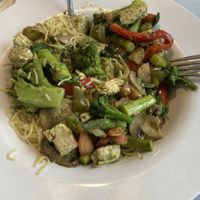 Veggie melody with vegan chicken, Angel hair and pesto     at Bella Vida Cafe in West Cape May