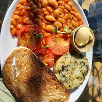 Vegan breakfast with no mushrooms. at Mud Dock in Bristol