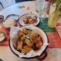 Fresh Spring Roll, Nono Chicken Combo & Alexanders Lil Sour Lemonade at Kkokki Vegan House in Hamburg