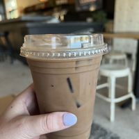 Iced coffee with chocolate syrup and almond milkk  at Easy Luck in Orlando