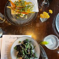 Top is carrots (ask for no yoghurt for vegan), and summer squash appetizer   at One Legged Magpie  in Red Lodge