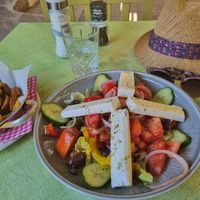 Vegan Greek salad at The Old Village in Kefalonia